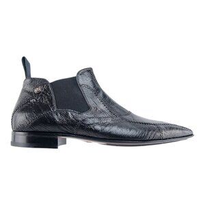 CESARE PACIOTTI BLACK OSTRICH CHELSEA BOOTS UK 11 ITALIAN DESIGNER MENS SHOES